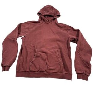 John Elliott Mens Burgundy Beach Street Pullover Hoodie Cotton Poly Sz 2 M FADED